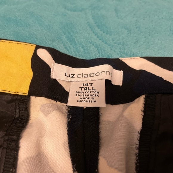 Liz‎ Claiborne Womens Abstract Print Pants 14T Tall Multicolor Cotton/Spandex - Picture 3 of 14